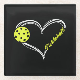 Womens Love Pickleball - cute pickleball match, I  Glass Coaster