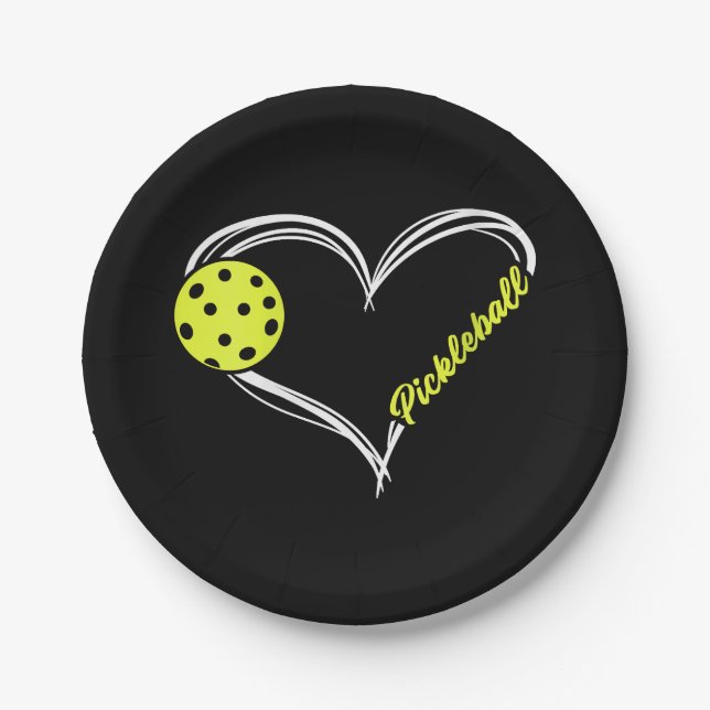 Womens Love Pickleball - cute pickleball match, I  Paper Plates (Front)