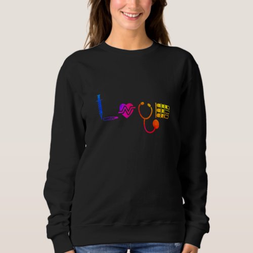 Womens Love Scrub Life Tie Dye RN Nurse  Nursing S Sweatshirt