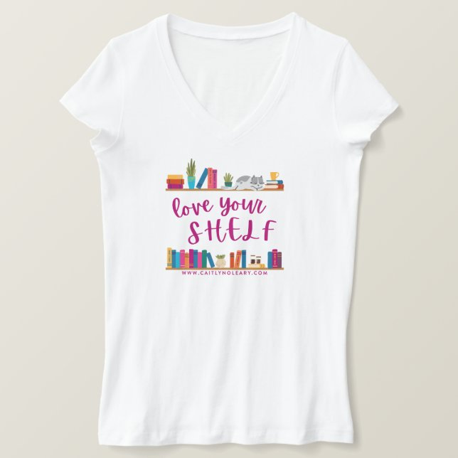 Womens Love Your Shelf White Tshirt (Design Front)