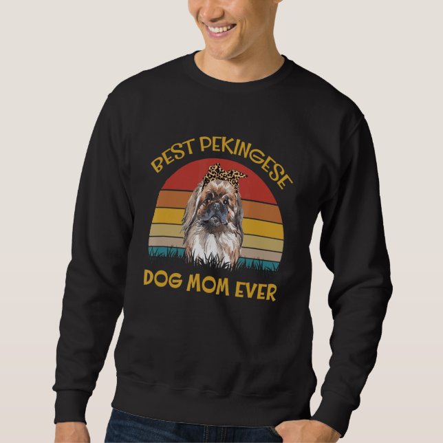 Womens Lovely Dog Holder Dog  Best Dog Mom Pekinge Sweatshirt (Front)