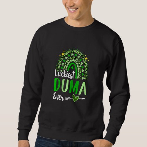 Womens Luckiest Duma Ever Rainbow Green Leopard St Sweatshirt