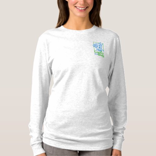 Womens Lucky Dog Long Sleeve T_Shirt Grey