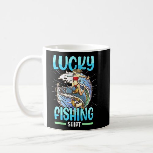 Womens Lucky Fishing Waves Fish Fisherman Bass  Coffee Mug