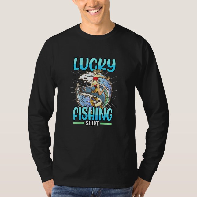 Womens Lucky Fishing Waves Fish Fisherman Bass T-Shirt (Front)