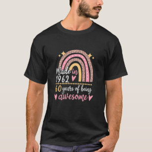 Womens Made In 1962 Cute Leopard Rainbow 60 Years T-Shirt