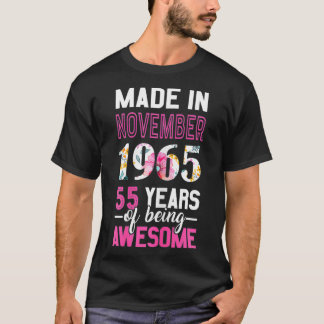 Womens Made in November 1965 55th Birthday Novemb T-Shirt