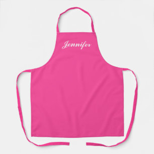 Womens Magenta Hot Pink Script Monogram Chef Apron