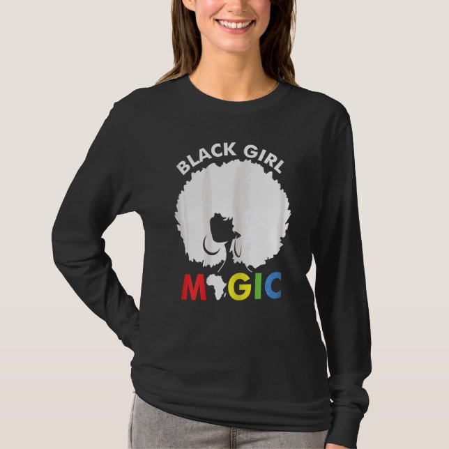 Womens Magic Black Girl Africa Map Proud Woman Pri T-Shirt (Front)