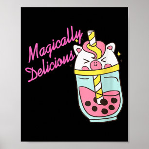 Womens Magically Delicious Unicorn Boba Kawaii Bub Poster