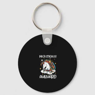 Womens Majestically Awkward Unicorn Gift Design Id Keychain