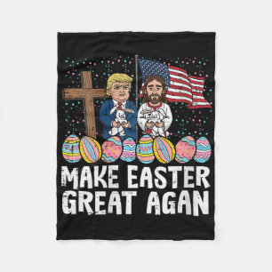 Women's Make Easter Great Again Trump Jesus Us Fla Fleece Blanket