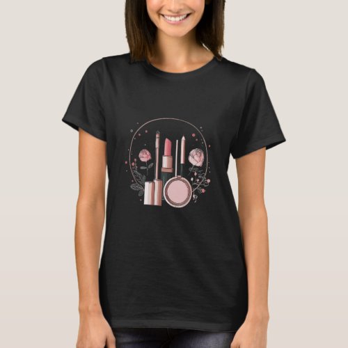 Women's Makeup Lover T-Shirt - Lipstick Powder Lin