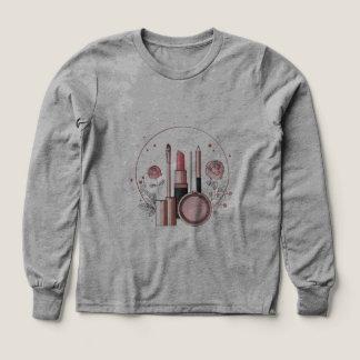 Women's Makeup Lover T-Shirt | Lipstick Powder Lin Tri-Blend Shirts
