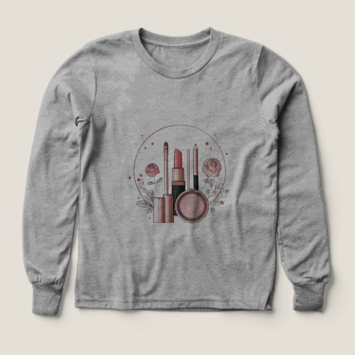 Women's Makeup Lover T-Shirt | Lipstick Powder Lin Tri-Blend Shirts