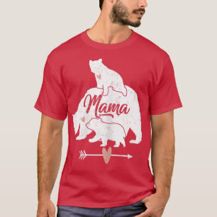 Womens Mama Bear 2 Baby Bears Cub Riding On Back M T-Shirt