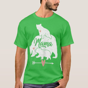 Womens Mama Bear 2 Baby Bears Cub Riding On Back M T-Shirt