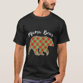 Womens Mama Bear Christmas Pajama Plaid Buffalo Fa T-Shirt