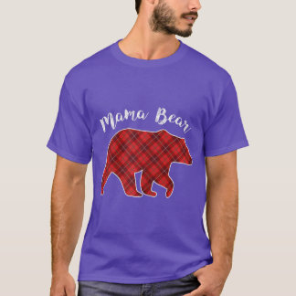 Womens Mama Bear Christmas Pajama Plaid Buffalo Fa T-Shirt