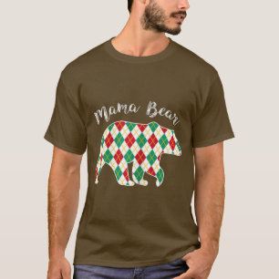Womens Mama Bear Christmas Pajama Plaid Buffalo Fa T-Shirt