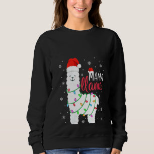Womens Mama Llama Funny Christmas Llama Mom Alpaca Sweatshirt