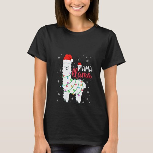 Womens Mama Llama Funny Christmas Llama Mom Alpaca T_Shirt