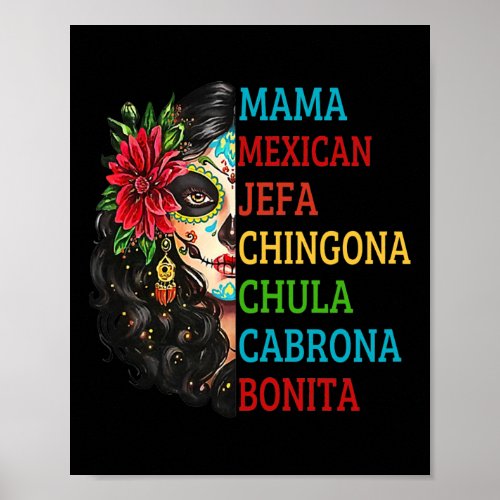 Womens Mama Mexican Jefa Chingona Chula Mamacita Poster