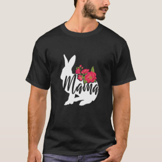 Womens Mama Mom Mommy Kawaii Bunny Egg Happy Easte T-Shirt