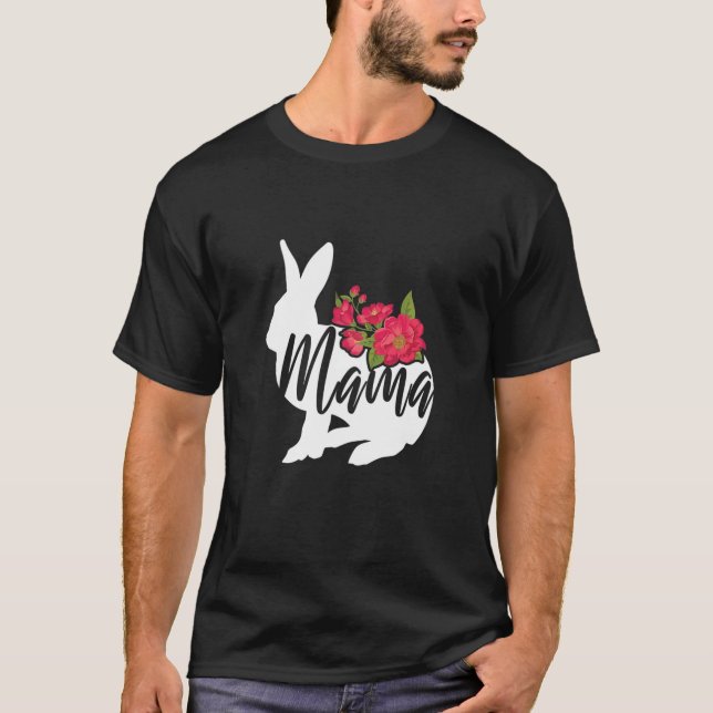 Womens Mama Mom Mommy Kawaii Bunny Egg Happy Easte T-Shirt (Front)