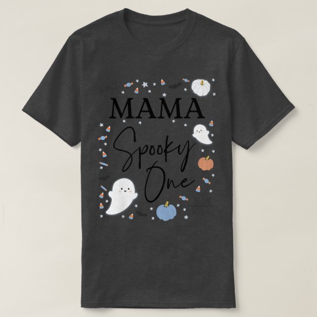 Womens Mama of the Spooky One First Birthday Blue  T-Shirt (Design Front)
