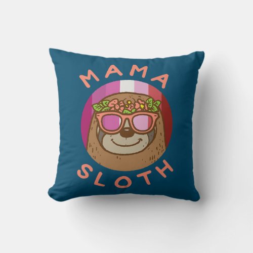 Womens Mama Sloth LGBT Lesbian Flag Gay Pride Throw Pillow