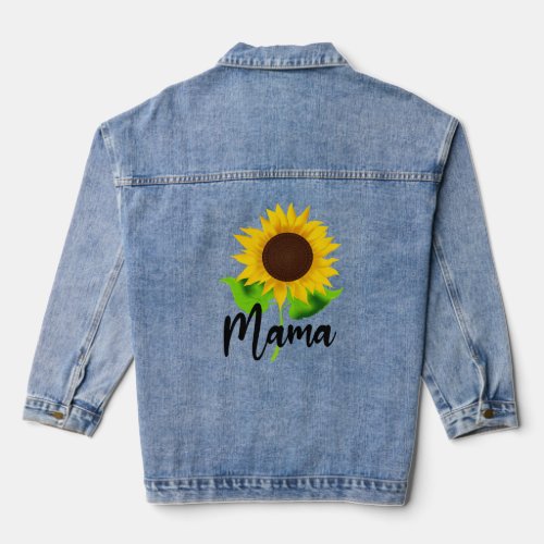 Womens Mama Sunflower Mom Life Sunshine For Women Denim Jacket