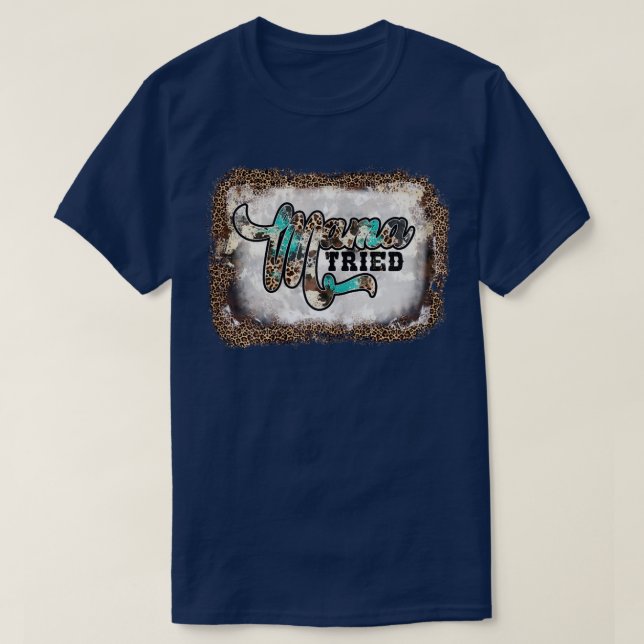 Womens Mama Tried Country Leopard Lightning Bolt W T-Shirt (Design Front)
