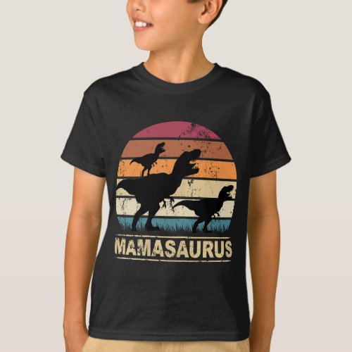 Womens Mamasaurus Rex Dinosaur Pajama Dino Twin Mo T_Shirt