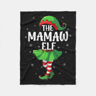 Womens Mamaw Elf Christmas Girls Women Elf Squad X Fleece Blanket
