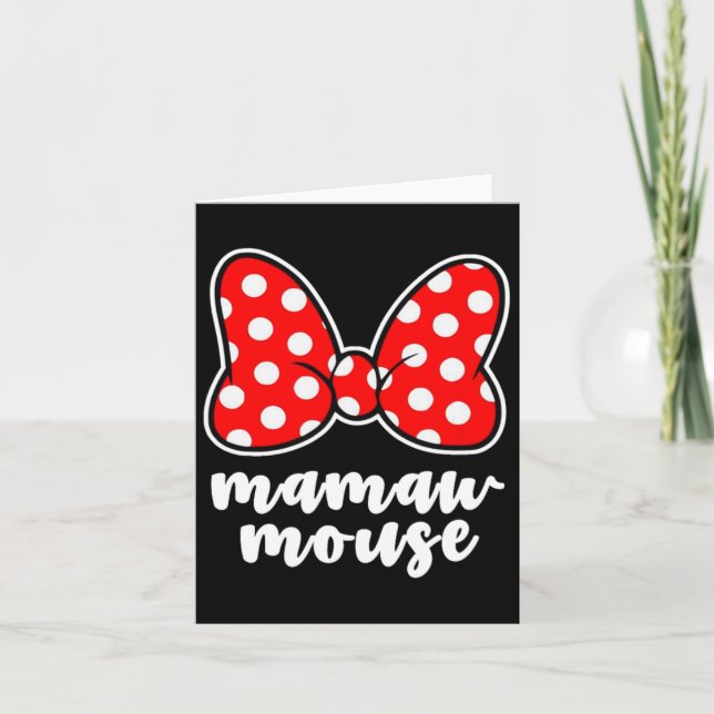 Womens Mamaw Mouse Family Vacation Bow  Card (Front)