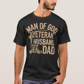 Womens Man Of God Veteran Husband Dad Christian Je T-Shirt