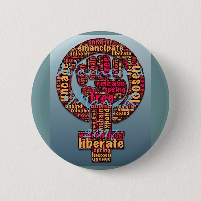 women's march 2017 raised fist pinback button (Front)