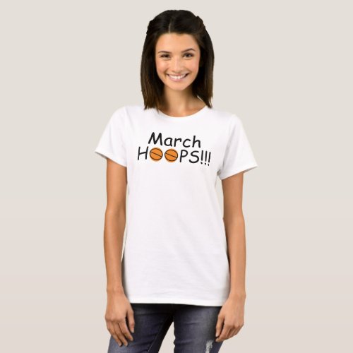 Womens March HOOPS Orange Basketballs T_Shirt