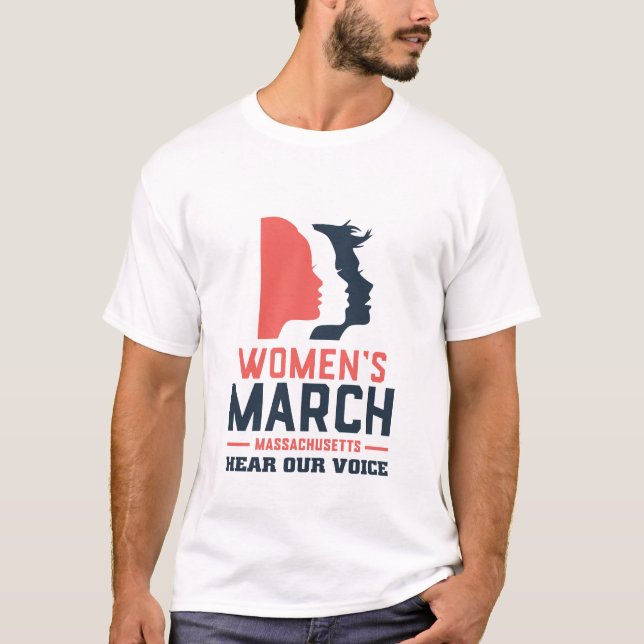 Women's March Massachusetts Hear Our Voice T-Shirt (Front)