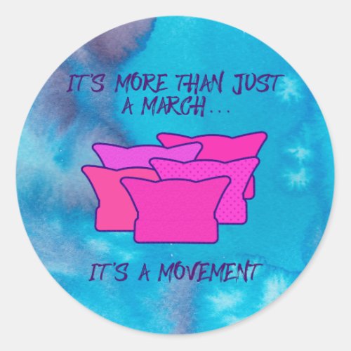 Womens March Pink Hat Movement Classic Round Sticker