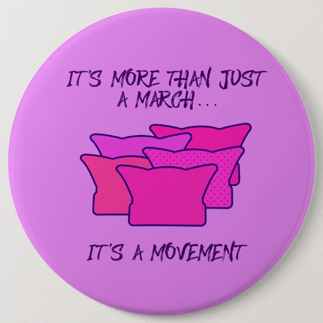 Women's March, Pink Hat, Movement Pinback Button (Front)