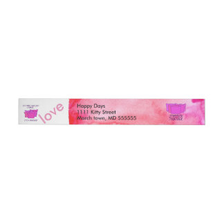 Women's March, Pink Hat, Movement, watercolor Wrap Around Address Label