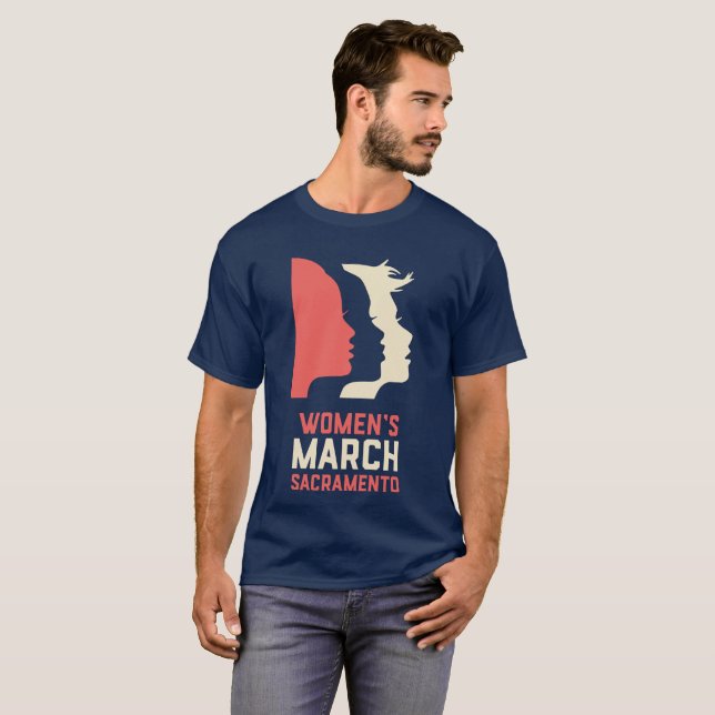 Women's March Sacramento Men's Navy T-Shirt (Front Full)