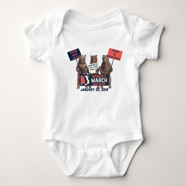 Women's March San Diego Bears Baby Bodysuit (Front)