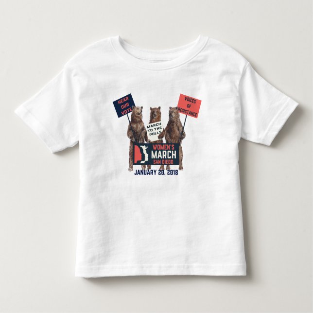 Women's March San Diego Bears Kids Tshirt (Front)
