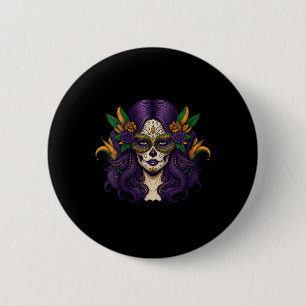 Womens Mardi Gras Costume Women Sugar Skull Carniv Button