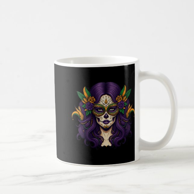 Womens Mardi Gras Costume Women Sugar Skull Carniv Coffee Mug (Right)