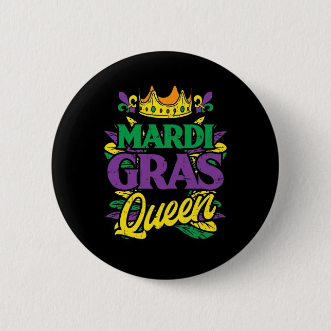 Womens Mardi Gras Queen Crown Funny Mardi Gras Car Button (Front)