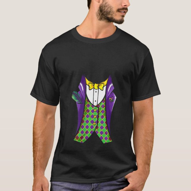 Womens Mardi Gras Tuxedo Suit Party Vest Carnival  T-Shirt (Front)